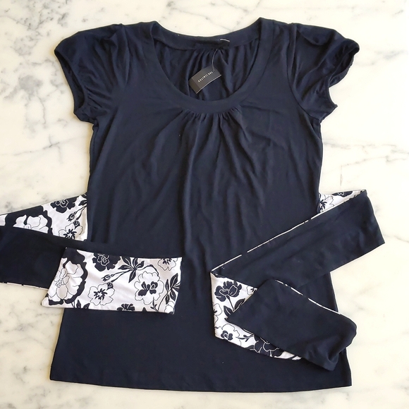 NWT. The Limited Rayon and Spandex Short Sleeve Tee with floral design tie. - Picture 3 of 4